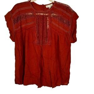 See U Soon Red Lace Detail Top Small